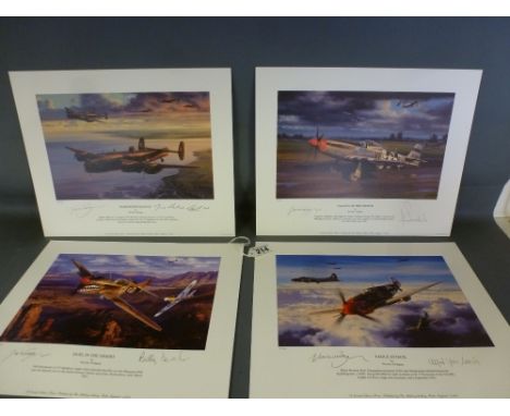 A collection of four Limited Edition of fifty prints by Nicholas Trudgian - all signed - Dual in the Dessert,  Eagle attack, 