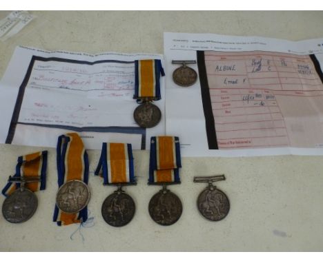 Seven World War One 1914-18 War Medals awarded to soldiers from Liverpool Regiment, Lincolnshire Regiment, Welsh Regiment, No
