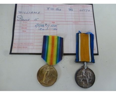 A pair of World War One medals to 45170 Pte D E Williams R W Fusiliers