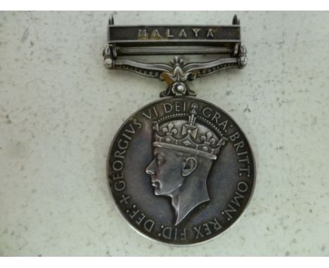 A General Service Medal with Malaya clasp awarded to 22698310 Pte R Head Royal West Kent Regiment