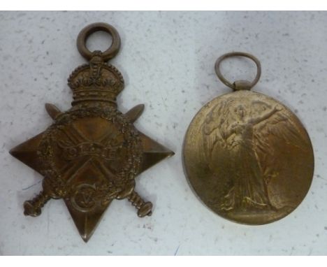 A World War One Duo of 1914-15 Star and Victory Medal awarded to SS-20541 Pte J Hawthorne Army Service Corps