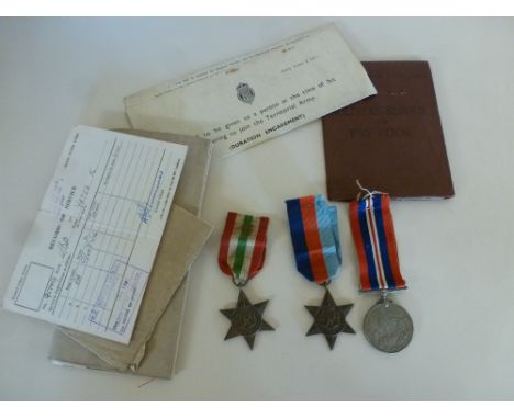World War Two medals and documents to 951499 W/BDR K Yates RA
