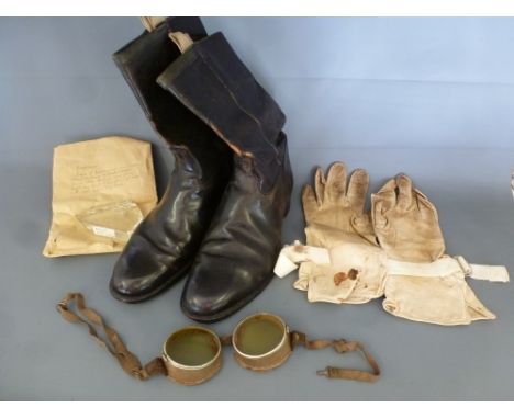 Group Captain T.P. Dalton-Morgan RAF Hurricane pilot World War II 43 Squadron OBE - A pair of black leather boots by Gieves, 