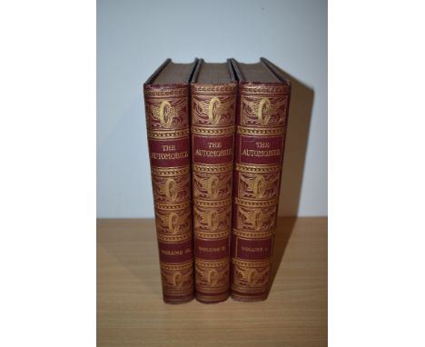 Motoring. Hasluck, Paul N. (ed.) - The Automobile. Subscribers edition, 1909. Three volumes. Original maroon cloth. Appears t