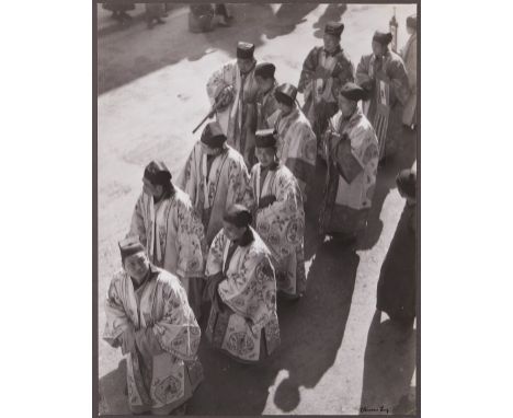 Chin San Long (Lang Jingshan) (Chinese, 1892-1995). Photograph depicting a procession of priests. Silver gelatin print. Hand 