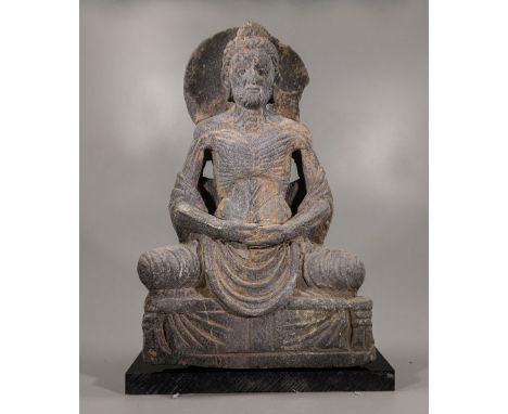 Ca.200 AD Extremely rare Gandhara schist figure of a starving prince Siddharatha . "The young prince Siddharatha left his pal