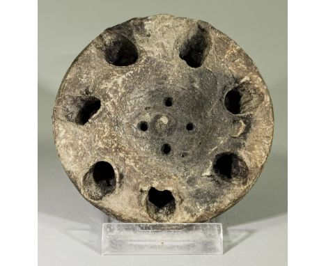 Ca.400 AD Unusual Roman terracotta oil lamp with 7 spouts; oil lamps were the most common item in Roman Empire, and essential