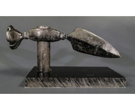 Ca.700-900 AD A Beautiful Medieval Viking iron axe head composed by knife shape blade with a reverse composing of hammer type