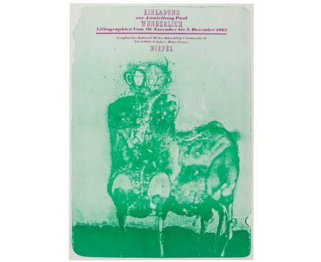Wunderlich, Paul. Sammlung von 2 seltenen Katalogen, 1 Original-Photographie, 1 Kleinplakat, 2 Karten, 1 Katalog und 3 Monogr
