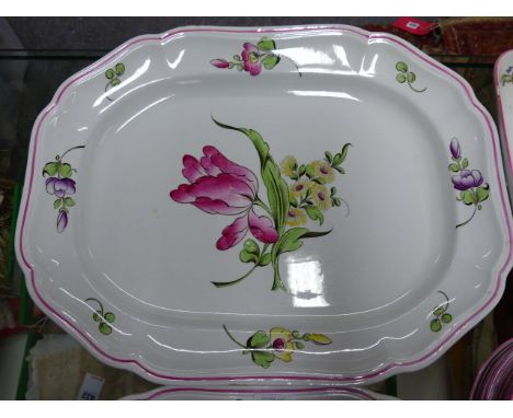 AN EXTENSIVE SPODE MARLBOROUGH SPRAYS PATTERN PART DINNER SERVICE TOGETHER WITH EIGHT LUNEVILLE SALAD PLATES.11 teacups and 1