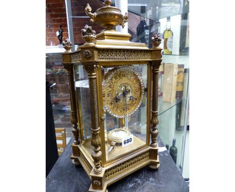 A JAPY FRERES MANTLE CLOCK STRIKING ON A COILED ROD WITHIN BEVEL GLAZED ORMOLU CASE, THE MARIE ANTOINETTE PORTRAIT MINIATURE 