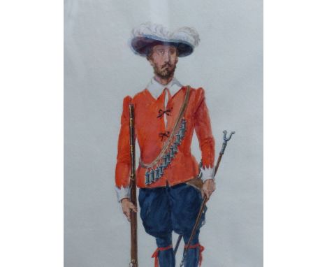 REGINALD WYMER.  (1845-1935)   PORTRAIT OF A CYMBAL PLAYER 1ST.GUARDS, 1830, SIGNED WATERCOLOUR TOGETHER WITH A PORTRAIT OF A