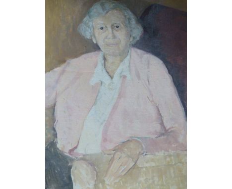 HENRIETTA RADCLIFFE.  20TH.C.  ARR.   PORTRAIT OF A LADY SIGNED AND DATED 1954, OIL PIN CANVAS.   76 X 63CMS.