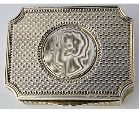 A William IV silver vinaigrette of cut cornered rectangular form, the lid centred with a bright-cut engraved portrait of a ge