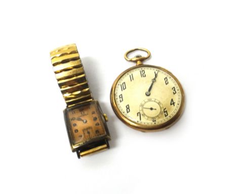 A 9ct gold cased, keyless wind, openfaced Tavannes Watch Co dress watch, with a signed jewelled lever movement, the silvered 