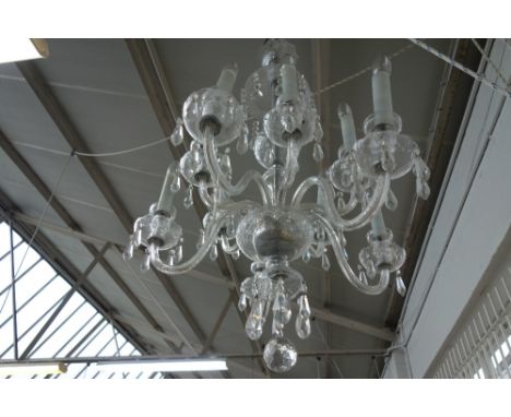 A 20th century cut glass ten light chandelier, 65cm wide x 100cm high.  