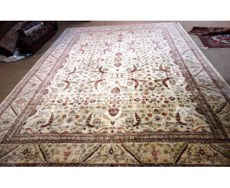 Chobi Gazhi, carpet, Persian, the natural field with an all over design of acanthus leaves and floral sprays and a complement