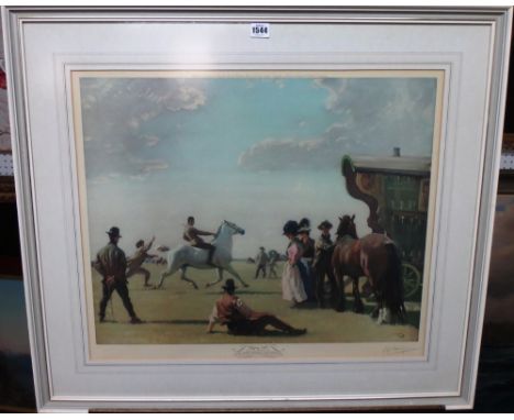 Alfred James Munnings (1878-1959), Gypsy life, colour print, with blindstamp, signed in pencil, 53cm x 63cm. DDS