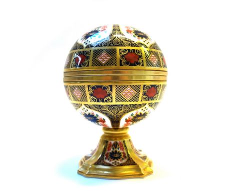 A Royal Crown Derby Imari Millenium Globe clock by Hugh Gibson, limited edition no.249/1000, printed marks, with certificate,