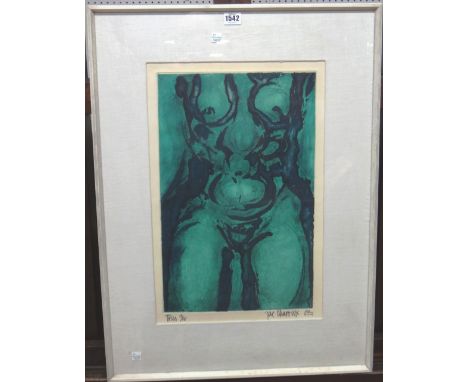 Jac Charoux (20th century), Torso, colour etching with aquatint, signed, inscribed and dated '63, numbered 13/15, 47cm x 30cm