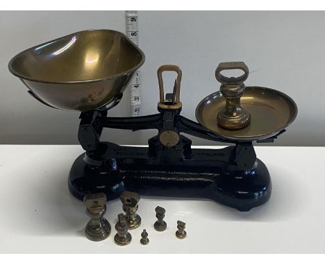 A pair of vintage Libra Scale Co scales and weights, shipping unavailable