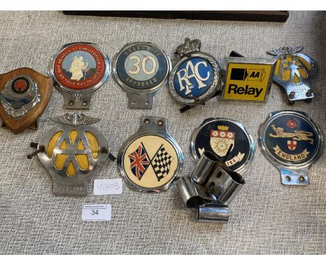 A selection of vintage Car Bumper Badges