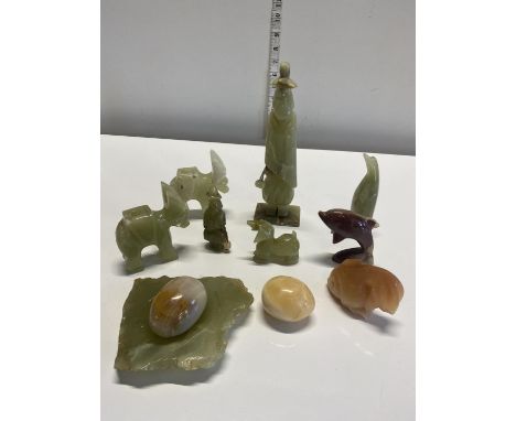 A selection of assorted Jade, Jadeite and Soapstone figures