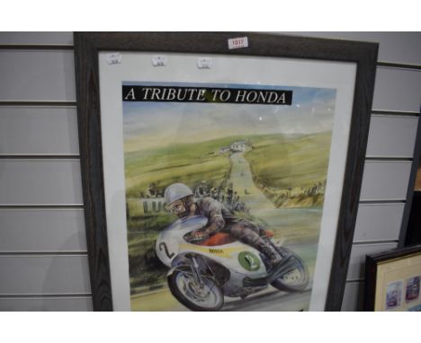 A poster print of Honda motorcycles Manx TT related