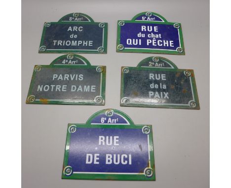Five enamel French street signs 