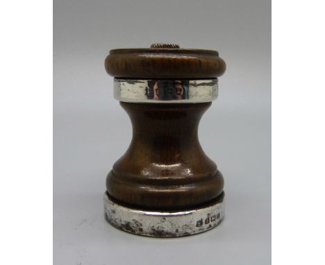 A silver mounted pepper grinder, Birmingham 1932 