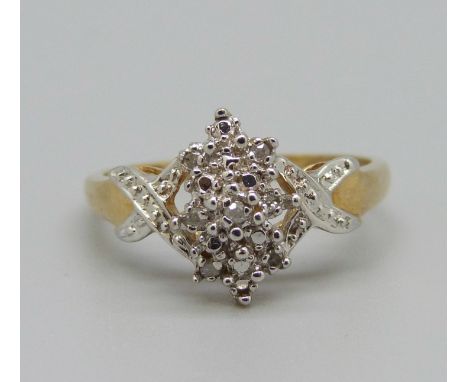 A 10kt gold and diamond ring, 2.1g, N 