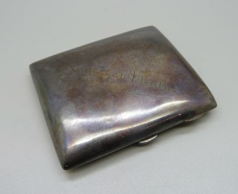 A silver cigarette case, 93g 