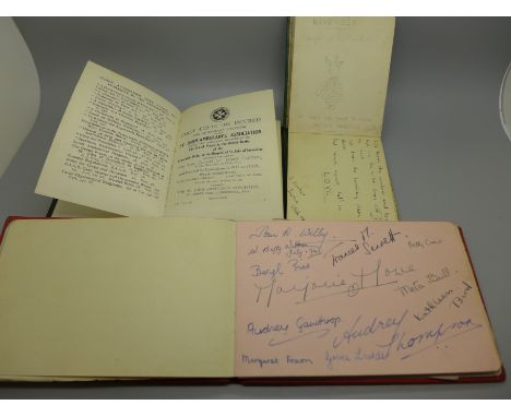 Two 1940's autograph books of actors and film stars including David Niven, John Mills and Donald Sinden and other film star a