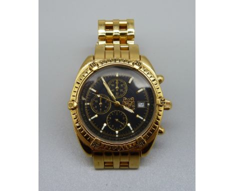 An Aston Gerard 18ct gold plated automatic chronograph wristwatch 