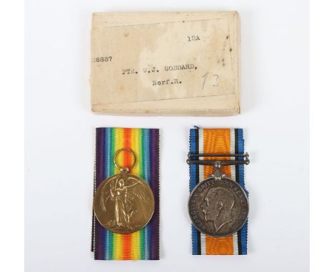 An unusual pair of Great War Medals with each medal named to the same recipient but in different Regiments. British War Medal