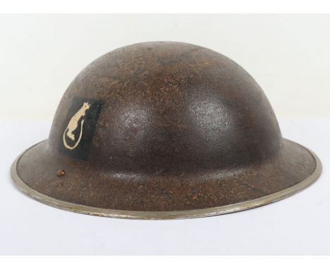 WW2 British ‘Desert Rats’ 7th Armoured Division Helmet Shell: Early 1940 stamped helmet shell with dessert rat formation badg