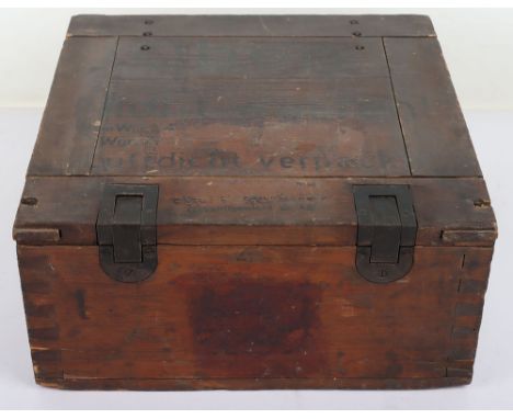 WW2 German Flak 88 Timed Fuse Box. Original wooden crate with working metal catches to open, for the Flak 88 timed fuses. Ori