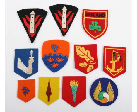 Assortment of Irish Army embroidered Patches. Examples included are Irish Air Corps, Military College, Southern, Eastern & We