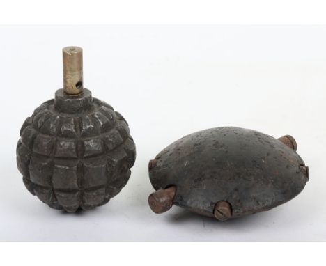 Two Inert WW1 German Grenades, Kugel and Discus / Turtle, First war German Kugel grenade of the 1913 model. Good overall cond
