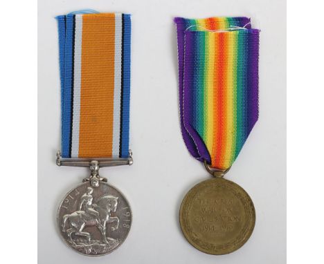 A Great War pair of medals to the East Kent Regiment. British War and Victory Medals, “G-17578 PTE. A.G. DOWSETT E. KENT R.” 