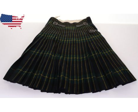 Scottish Gordon Highlanders Kilt, good example of a tartan kilt as worn by members of the Gordon Highlanders, tailors label t