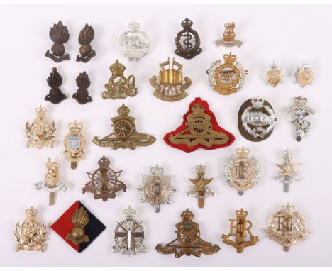 British Corps Badges: officers’ fine QC Royal Engineers, Royal Tank Regt, 1902 pattern Army Pay Corps, Royal Artillery (one r