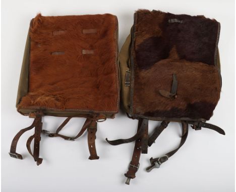 WW2 German Army Tornister: Pony/horsehair tornister backpack with brown fur to front, complete with thick leather straps with