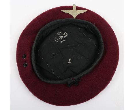 British 1948 Parachute Regiment Beret: Maroon beret with badge to front stamped inside with arrow codes and dated 1948 as use