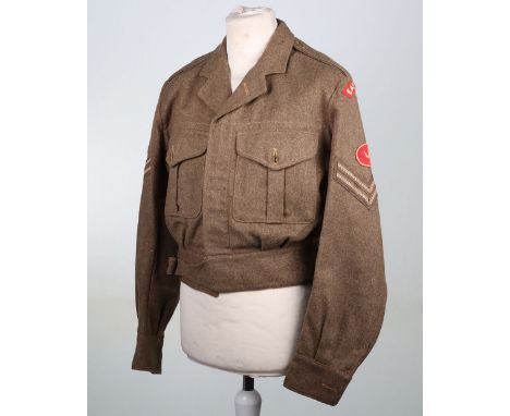 44th Division Battle Dress Blouse, East Surrey Regiment, 49 pattern blouse complete with the cloth insignia of the East Surre