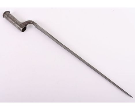 Good Early Brown Bess 1768 Pattern Bayonet, ricasso struck 'HADLEY' and 'crown over 4', also a faint '3'. Blade length 43.4 c