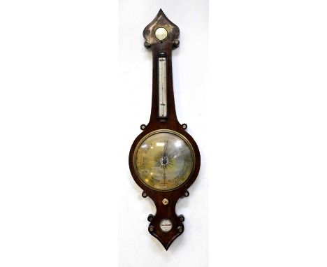 D. LUVATE, PRESTON; an oak cased banjo barometer, with thermometer, length 106cm, diameter of barometer dial 26cm, and a 19th