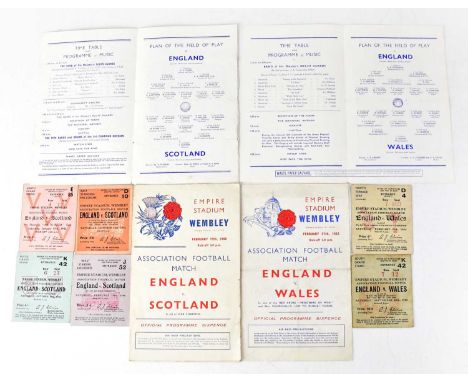 Seven Football Association programmes from the 1940s, six with associated tickets, all Empire Stadium Wembley, comprising Eng