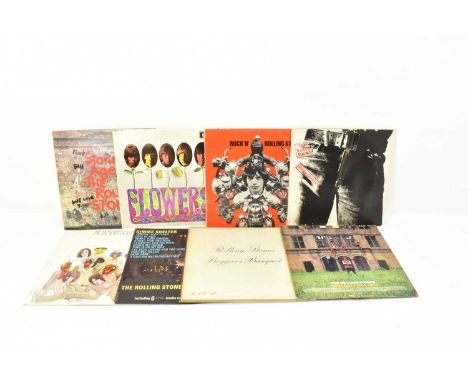THE ROLLING STONES; eight albums comprising 'Sticky Fingers', 'Rock 'n' Rolling Stones', 'Stone Age', 'Flowers', 'Metamorphos