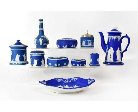 WEDGWOOD; a quantity of jasperware, including a coffee pot, a vase, various lidded pots and trinket boxes, etc.Condition Repo